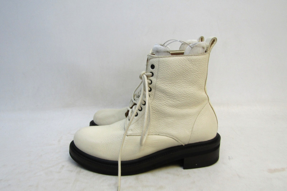 FRYE Womens Size 7.5 M Ivory Leather Lace Up Ankle Fashion Western Boots